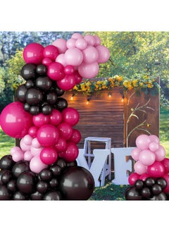 Sowide Hot Pink Black Balloon Garland Arch Kitrose Red Black And Pink Latex Balloons For Baby Shower Wedding Birthday Graduation Anniversary Bachelorette Party Background Decorations  - Image 5