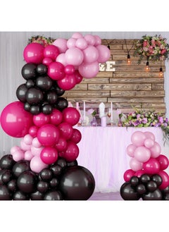 Sowide Hot Pink Black Balloon Garland Arch Kitrose Red Black And Pink Latex Balloons For Baby Shower Wedding Birthday Graduation Anniversary Bachelorette Party Background Decorations  - Image 4