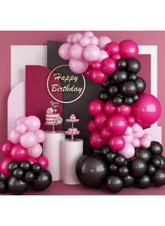 Sowide Hot Pink Black Balloon Garland Arch Kitrose Red Black And Pink Latex Balloons For Baby Shower Wedding Birthday Graduation Anniversary Bachelorette Party Background Decorations  - Image 1