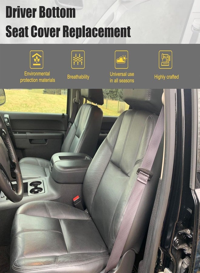 Priprilod Black Leather Driver or Passenger Side Bottom Seat Cover Compatible with Chevy Silverado Sierra Tahoe Suburban Avalanche Yukon Yukon XL 2007 2008 2009 2010 2011 2012 2013 2014 - Image 4