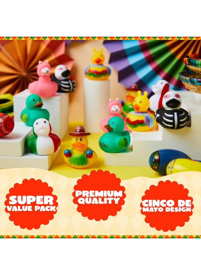 JOYIN JOYIN 12 Pcs Mexican Fiesta Rubber Ducks for Party Favors Decoration, Cinco De Mayo Colorful Rubber Duck for Baby Shower, Bath Time and Dress-Up Play Duck Toys for Gifts - Image 3