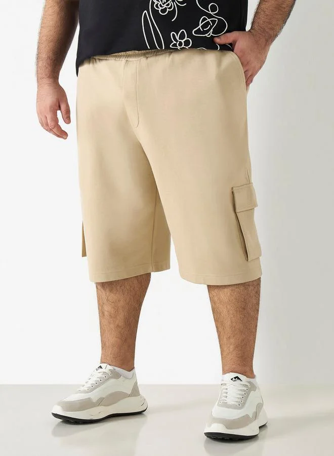 سبلاش فيڤ شورتات مقاس كبير بخصر مرن عادي مع جيوب كارغو