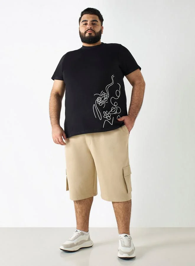 سبلاش فيڤ شورتات مقاس كبير بخصر مرن عادي مع جيوب كارغو