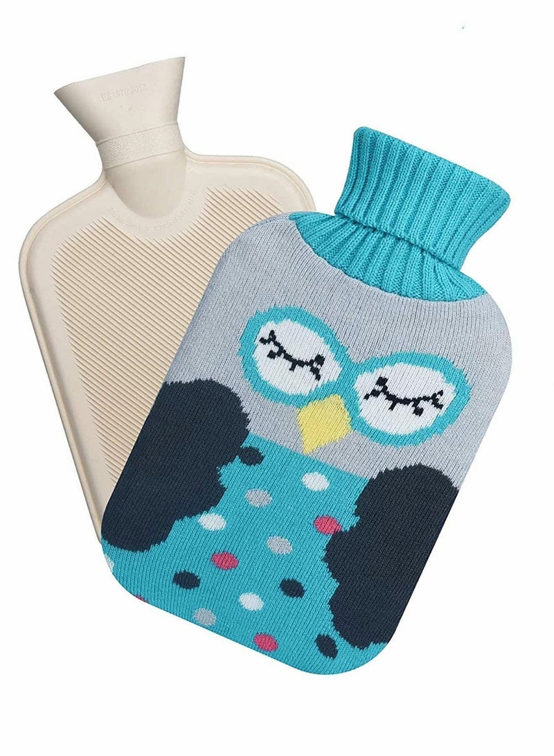 SYOSI 2L Hot Water Bottles with Removable Knitted Cover Washable Comfortable Natural Rubber Warm Bag for Neck Shoulders Back Legs Waist  - Image 1