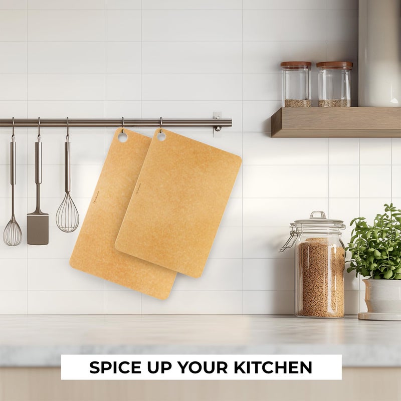 Freshware Wood Cutting Boards for Kitchen, Dishwasher Safe, Medium 12" x 9" and Large, 15" x 11.25", Set of 2, Natural - Image 3