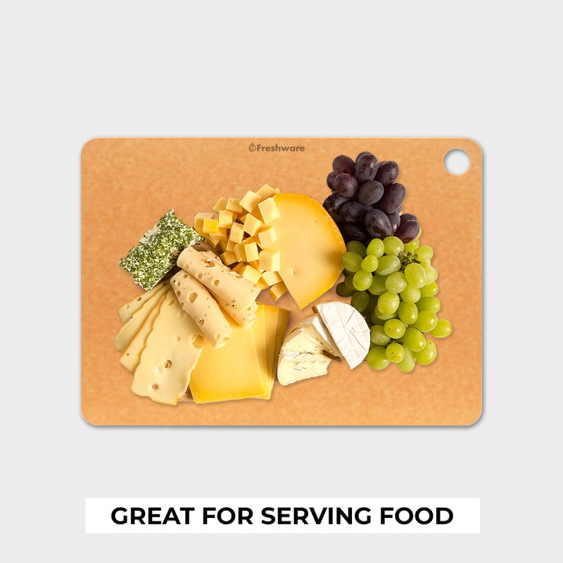 Freshware Wood Cutting Boards for Kitchen, Dishwasher Safe, Medium 12" x 9" and Large, 15" x 11.25", Set of 2, Natural - Image 2
