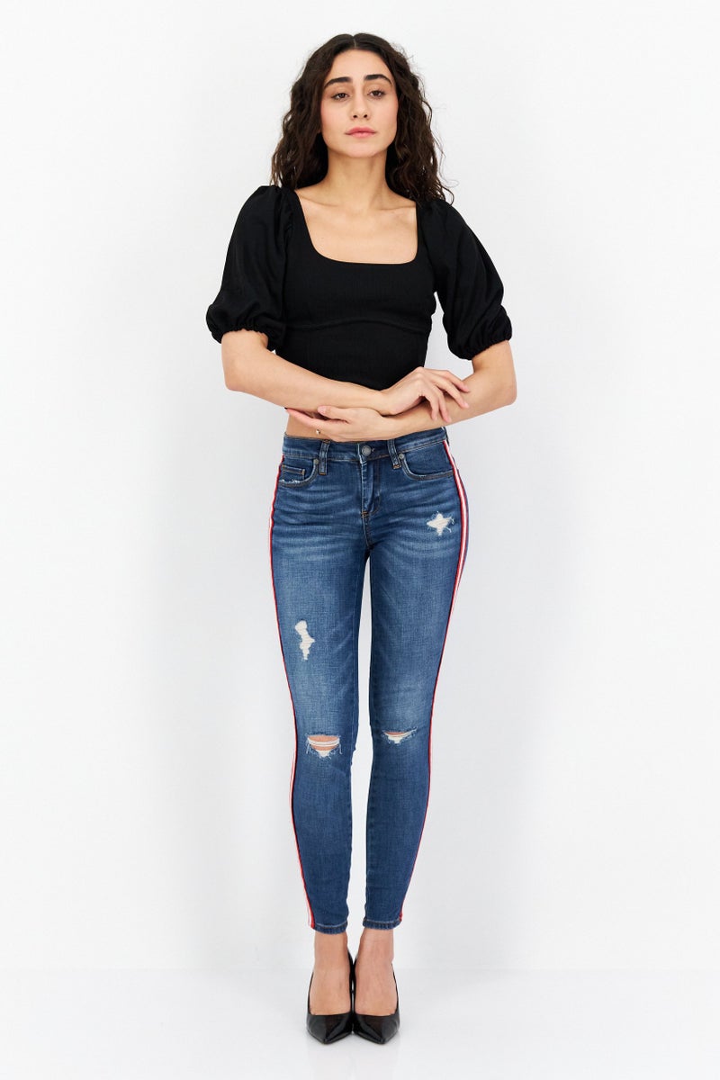 Blank NYC Women Skinny Fit Washed Rip Stretchable Denim Jeans, Washed Blue - Image 3