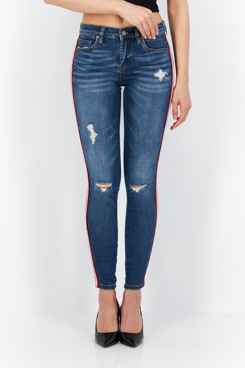 Blank NYC Women Skinny Fit Washed Rip Stretchable Denim Jeans, Washed Blue - Image 1