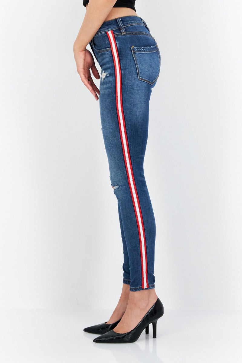 Blank NYC Women Skinny Fit Washed Rip Stretchable Denim Jeans, Washed Blue - Image 4