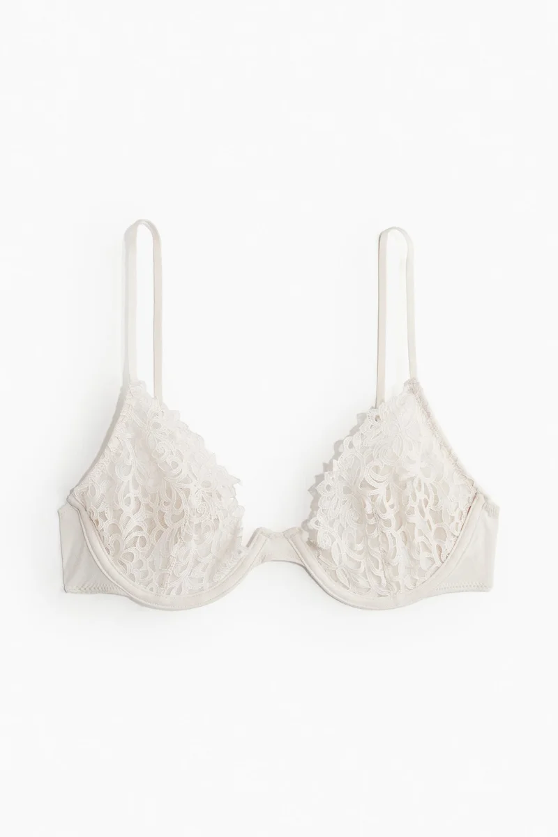H&M Non-padded embroidered plunge bra