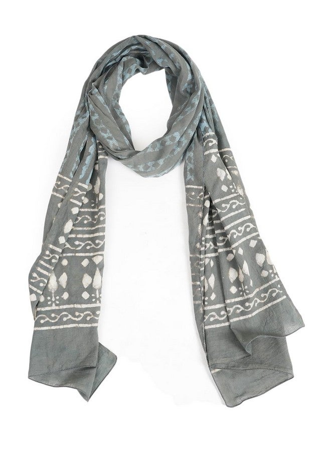 STYLE SHOES Grey Women's Stylish Floral Printed Cotton Scarf/Scarves/Stole For Summers - Image 1
