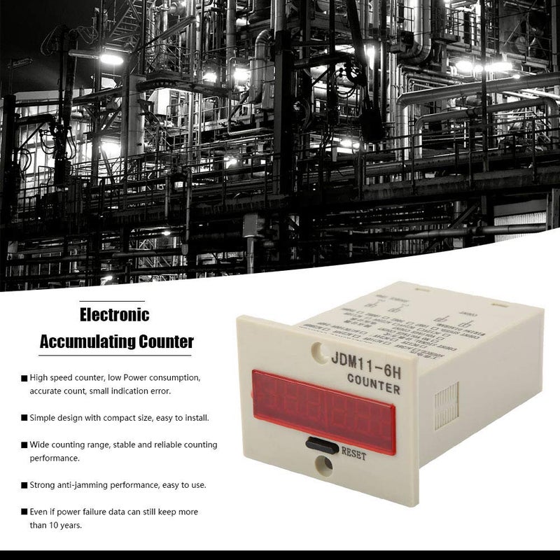 JDM11 عداد عرض إلكتروني مكون من 6 أرقام بجهد 24 فولت تيار مستمر قابل لإعادة الضبط ومقاوم للتداخل مع مفتاح ضوئي أوتوماتيكي - Image 4