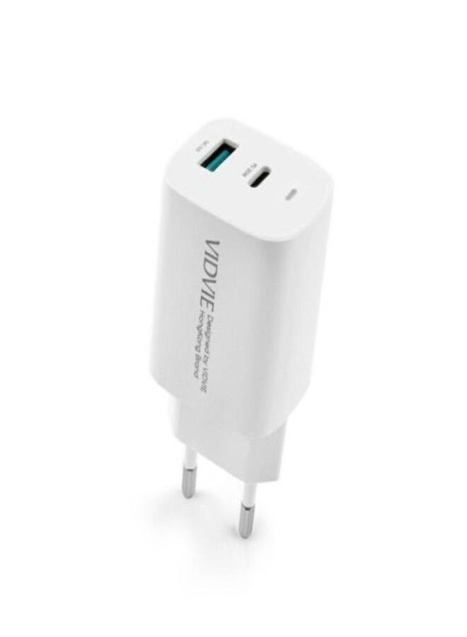 Vidvie PLE248i Main Charger 1XUSB + 1XType C + Type C/Lightning Cable 20W White - Image 1
