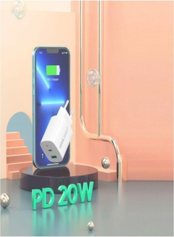 Vidvie PLE248i Main Charger 1XUSB + 1XType C + Type C/Lightning Cable 20W White - Image 4