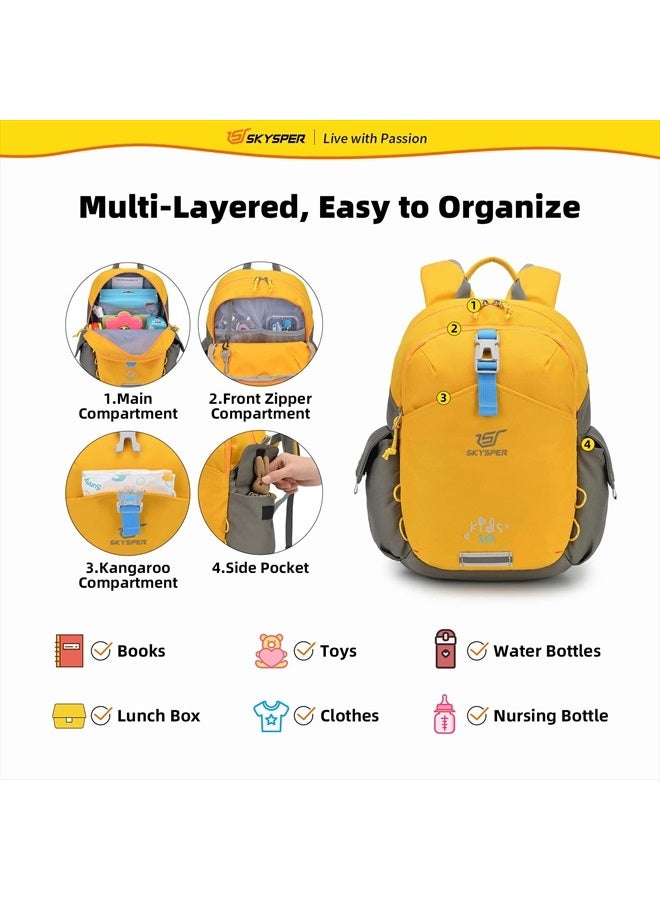SKYSPER Small Kids Backpack 10L Toddler Hiking Backpack Travel Daypack for Preschool and Kindergarten(Yellow)  - Image 2