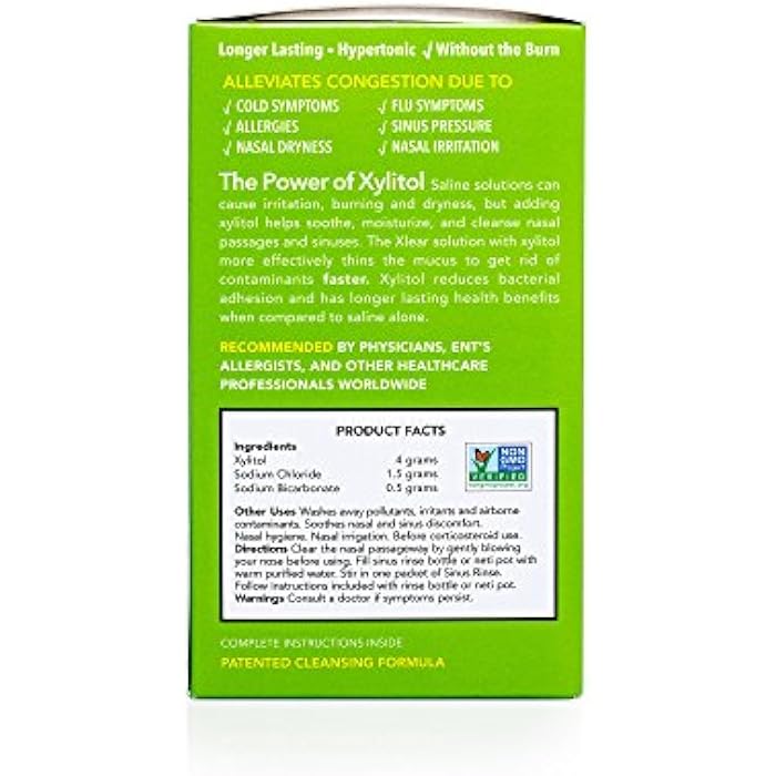 Xlear Natural Sinus Rinse Saline Packets with Xylitol, 50 Count (Pack of 2) | Sinus Care Refill Solution for Dry Nose, Fast Pressure and Congestion Relief, Works with Most Nasal Irrigation Systems - Image 2