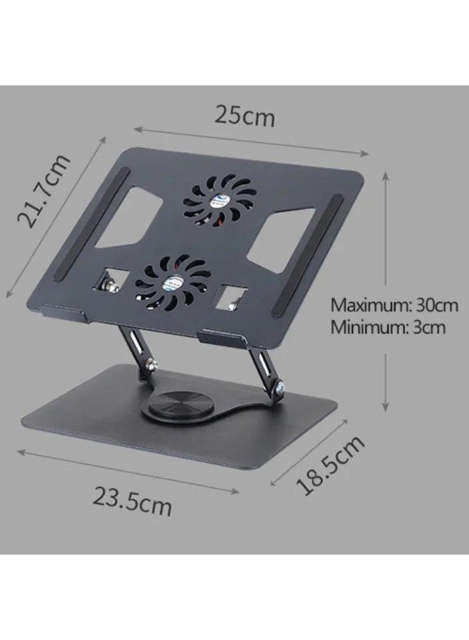 YL-906 Aluminium Tabletop Laptop Stand with Double Fan 360 Degree Rotating Adjustable Ergonomic Foldable Portable Laptop Universal Holder for Notebook, Mac Book, Laptops (25-cm,Black) - Image 2
