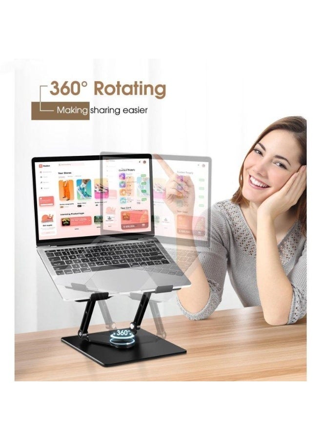YL-906 Aluminium Tabletop Laptop Stand with Double Fan 360 Degree Rotating Adjustable Ergonomic Foldable Portable Laptop Universal Holder for Notebook, Mac Book, Laptops (25-cm,Black) - Image 4
