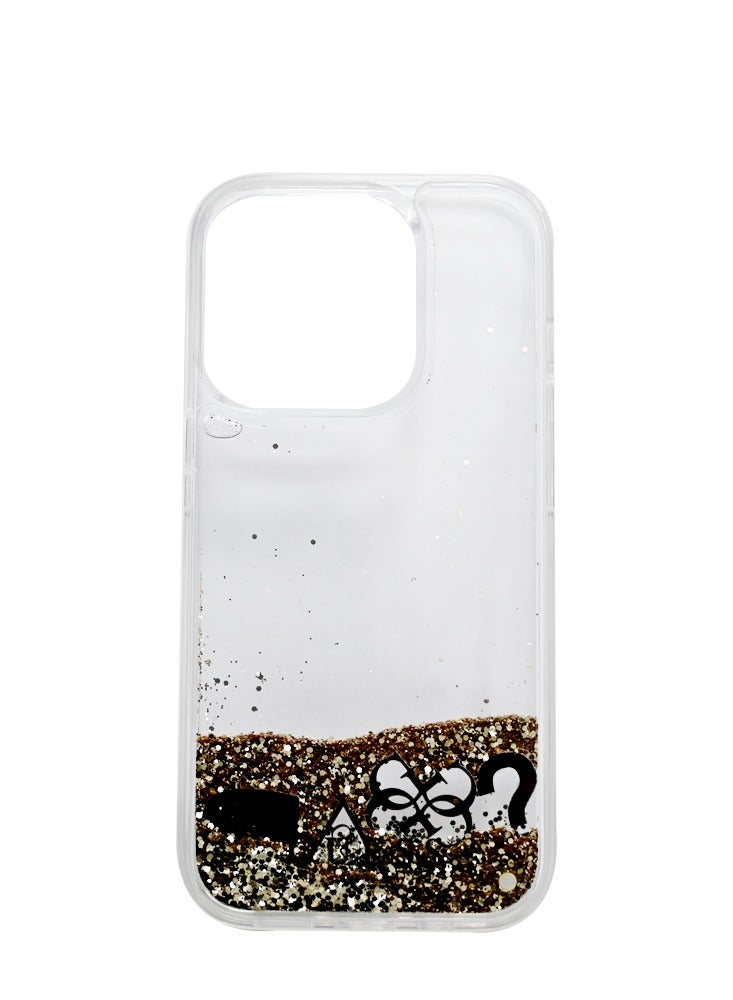 GUESS GUESS HC LIQUID GLITTER CASE WITH CHARMS PATTERN IPHONE 15 PRO GOLD