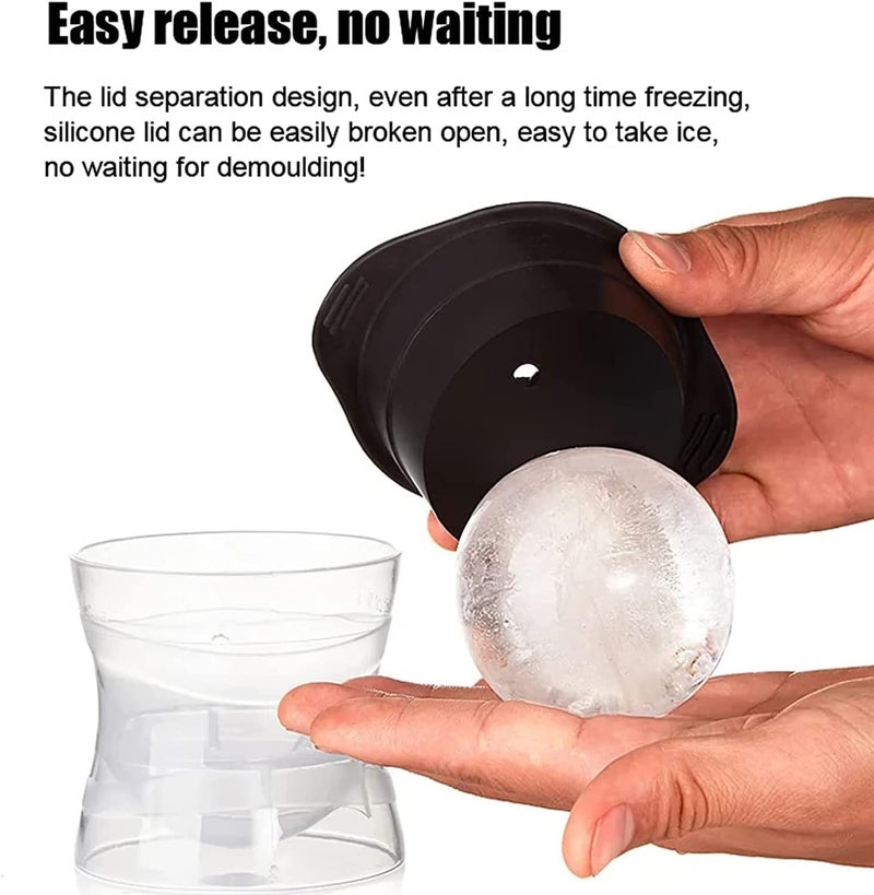 Alexvyan (Pack of 2 Pcs) Sphere Ice Molds Mould - Makes 2 Large Slow Melting Ice Spheres. (Novelty Ice Tray). - Big Round Circle - Image 4