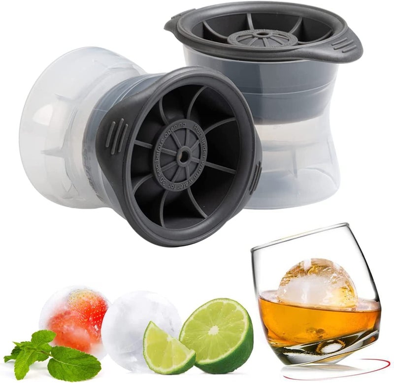 Alexvyan (Pack of 2 Pcs) Sphere Ice Molds Mould - Makes 2 Large Slow Melting Ice Spheres. (Novelty Ice Tray). - Big Round Circle - Image 1