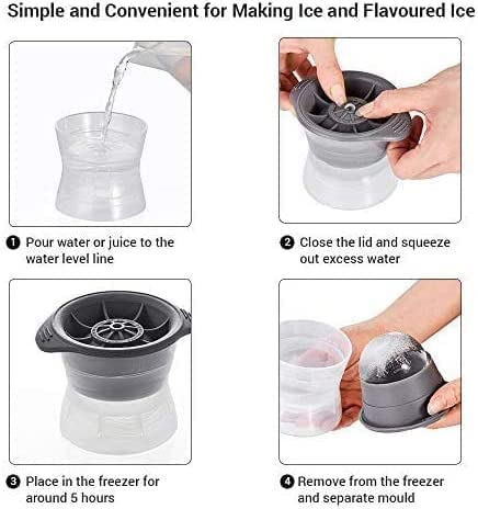 Alexvyan (Pack of 2 Pcs) Sphere Ice Molds Mould - Makes 2 Large Slow Melting Ice Spheres. (Novelty Ice Tray). - Big Round Circle - Image 2