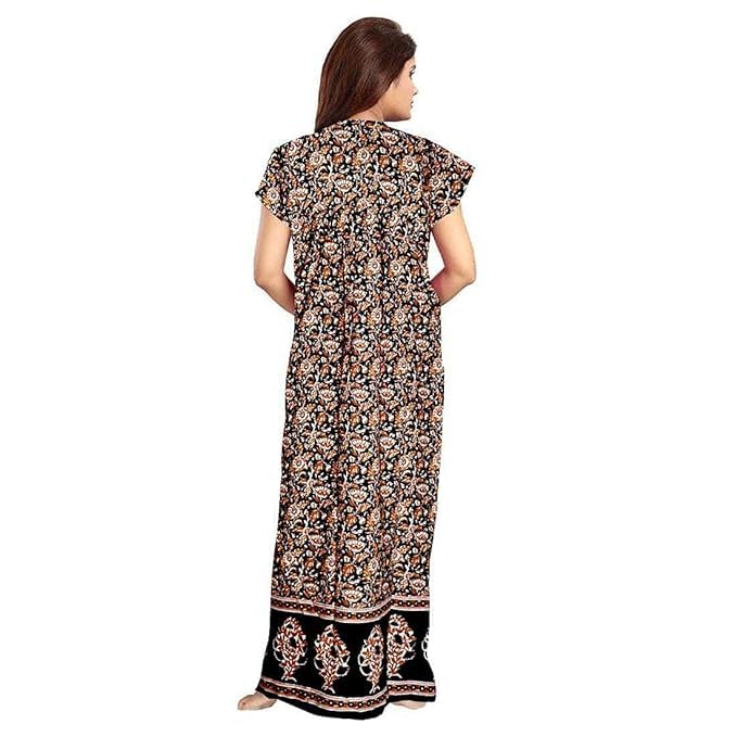 KBNBJ Nighty for Women Cotton Printed Maxi Gown Ankle Length Nighty Night Dress Gown for Women Maxi - (Pack of 2) (Free Size, 6 Red & Black) - Image 4