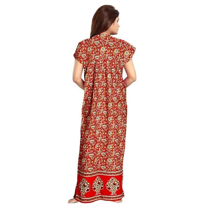 KBNBJ Nighty for Women Cotton Printed Maxi Gown Ankle Length Nighty Night Dress Gown for Women Maxi - (Pack of 2) (Free Size, 6 Red & Black) - Image 5