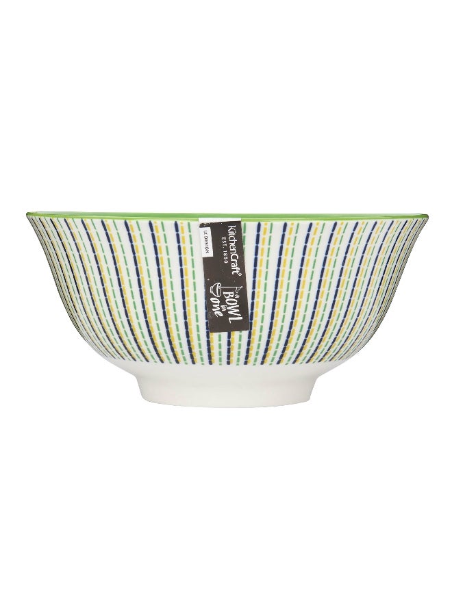 KitchenCraft Moroccan Style Lime Hues Food Safe Ceramic Bowl White and Green 15.7 cm KCBOWL16 - Image 1