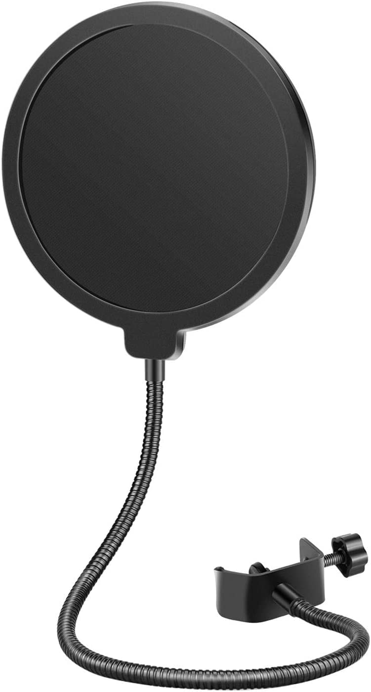 TechBlaze 6 inch Double Layer Pop Filter for Condenser Microphone Filter 360° Flexible Gooseneck Wind Shield mic pop Filter for Studio, Podcast, Blue Yeti, Snow Ball Mike - Image 1