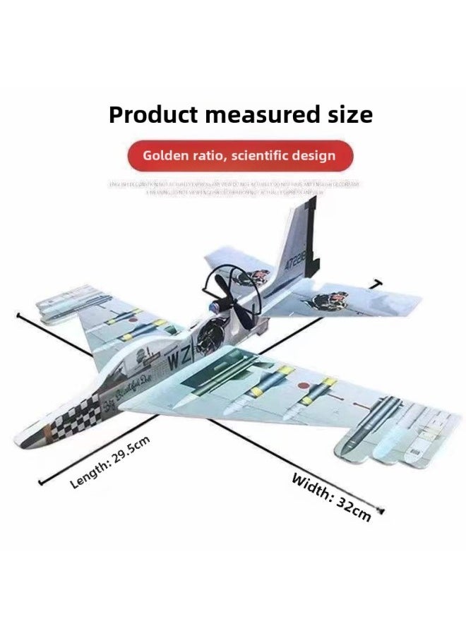 Toy Foam Plane Assembled Model Capacitor Glider Plane Usb Charging Hand Throw EPP Foam Whirling Model-Color:Wright Rechargeable Aircraft Without Light  - Image 2