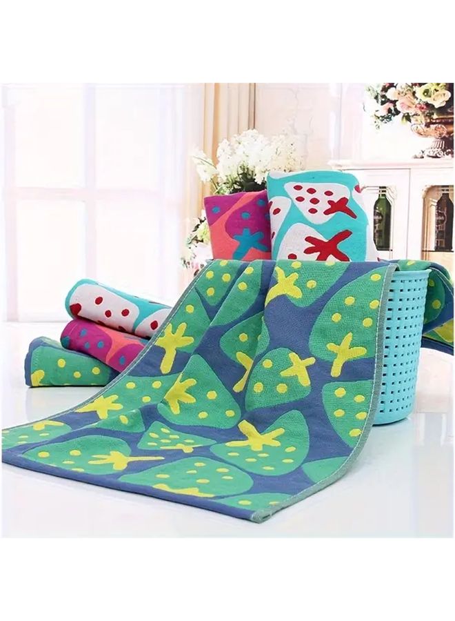 Green 2pcs Ultra Soft Thickened Cotton Hand Face Towels Super Absorbent Kitchen Towels Watermelon Pineapple Patterns - Image 2