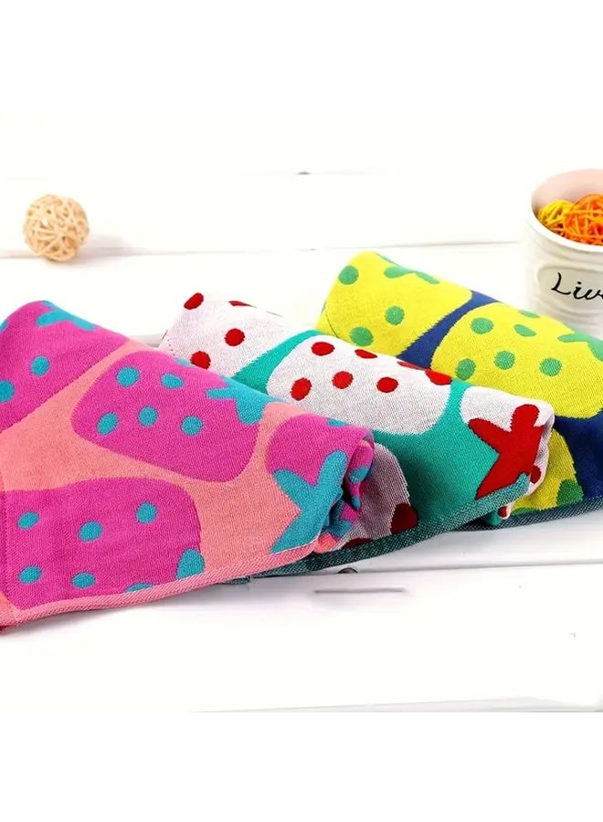 Green 2pcs Ultra Soft Thickened Cotton Hand Face Towels Super Absorbent Kitchen Towels Watermelon Pineapple Patterns - Image 4