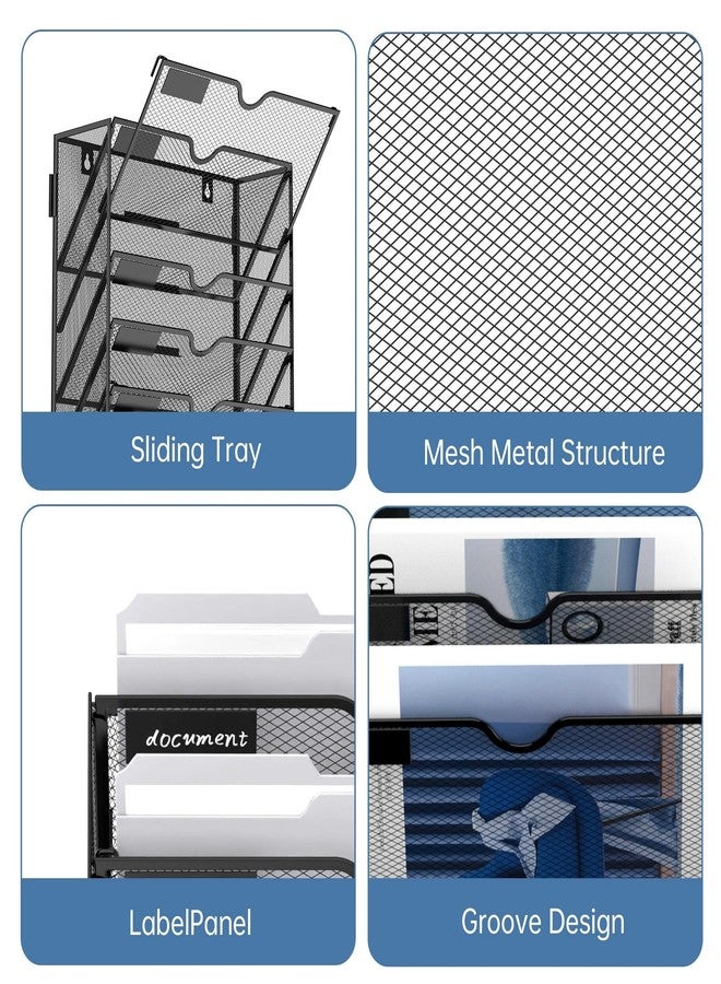JMHUD 10 Tier Wall File Organizer Office Hanging Mail Holder Wall Mounted, Mesh Paper Document Organizer for Office Home School, Black - Image 4