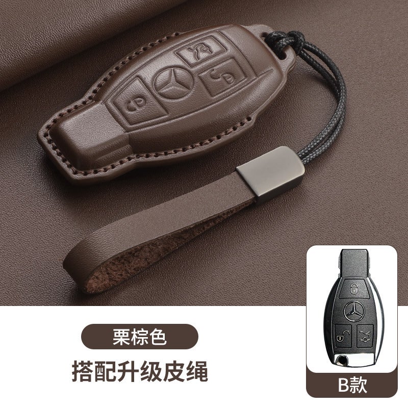 Genuine Leather Key Case for Mercedes-Benz E300L, C260L, A200L, GLC/GLB220, GLE350, Vito, and CLA - Image 1
