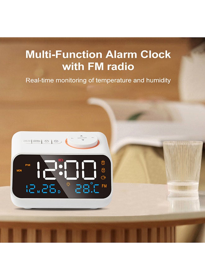 Digital Alarm Clock with Large LED Display 0-100% Dimmer FM Radio Sleep Timer Sound Machine Dual Alarm Snooze Thermometer for Adults Seniors and Kids  - Image 3