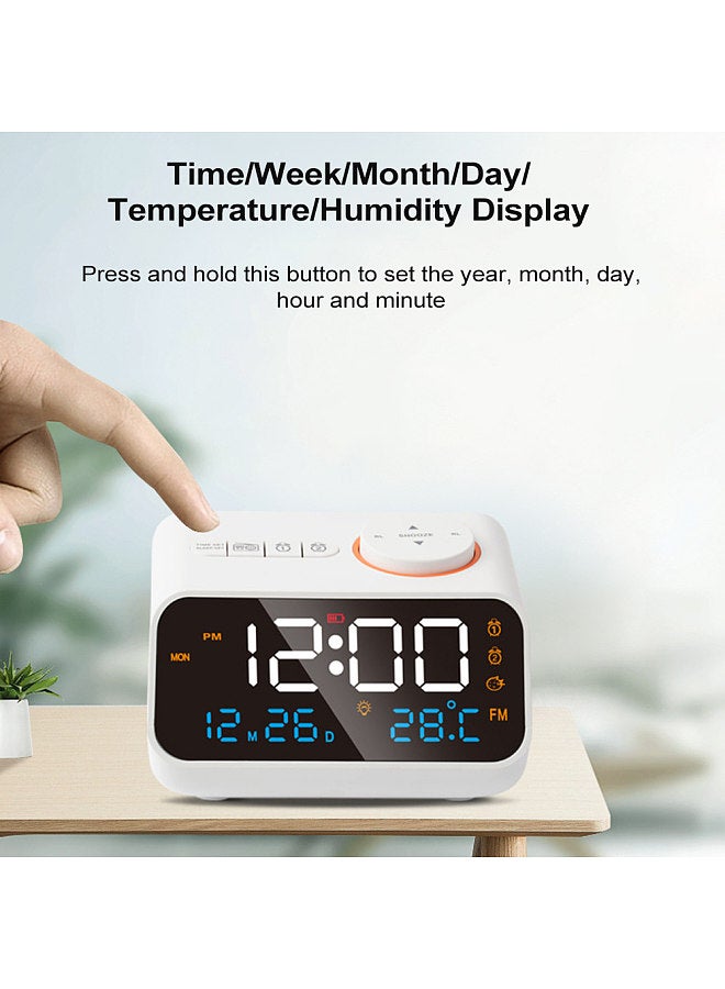 Digital Alarm Clock with Large LED Display 0-100% Dimmer FM Radio Sleep Timer Sound Machine Dual Alarm Snooze Thermometer for Adults Seniors and Kids  - Image 5
