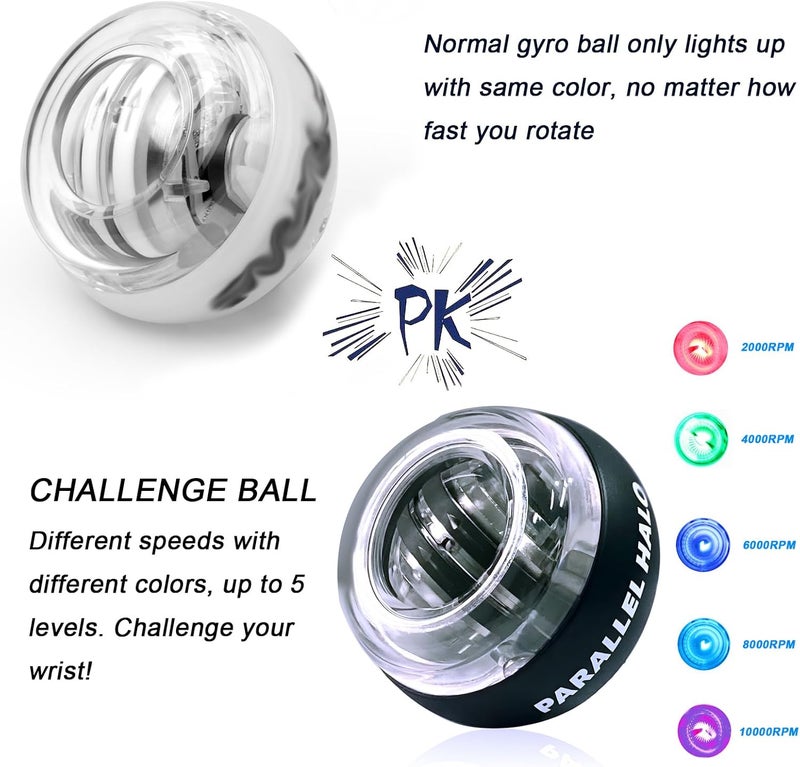Parallel Halo Power Wrist Ball AUTO Start Gyro Ball with LED Lights Forearm Exerciser Wrist Strengthener for Strengthening Muscle and Bones - Image 3