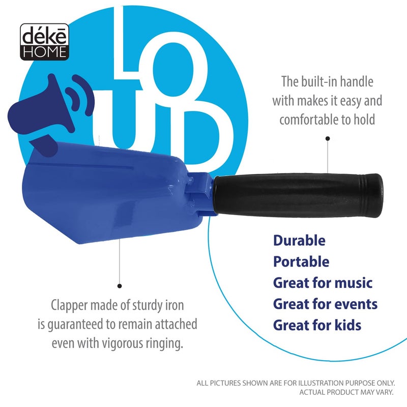 Deke Home - 2 Pack 7 Inch Steel Cowbells with Handle, Loud Noise Makers for Football, Sports, Parties, Competitions, School Spirit & Safety, Large Hand Bell for Cheering & Percussion Instrument - Image 3