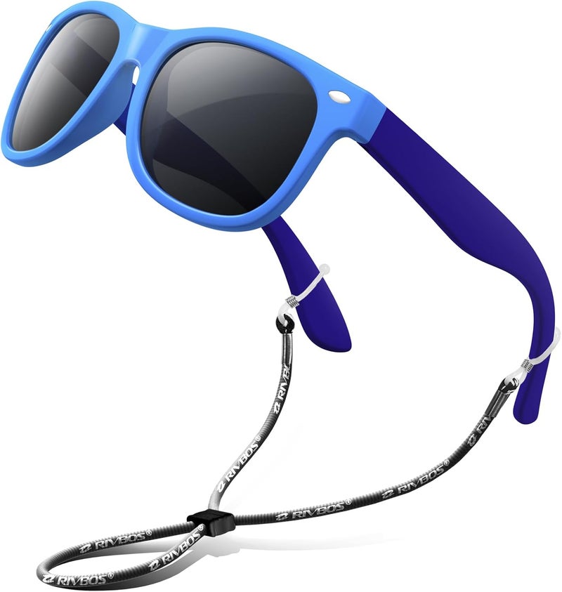 RIVBOS Kids Sunglasses Polarized UV Protection Flexible Rubber Glasses Shades with Strap for Boys Girls RBK004 - Image 1