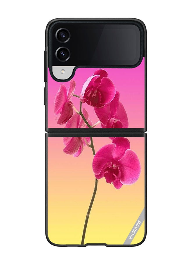 VR CREATIVE Protective Case Cover For Samsung Galaxy Z Flip4 Flower Design Multicolour - Image 1