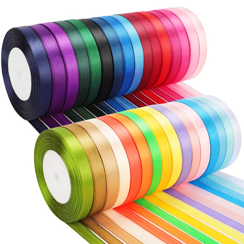 NESCCI 800 Yards Ribbon,3/8 Inch Satin Ribbon,Single Face Satin Ribbons, Perfect for Gift Wrapping,Wedding Decoration,Handmade Bows,Wrapping Bouquet and More - Image 1