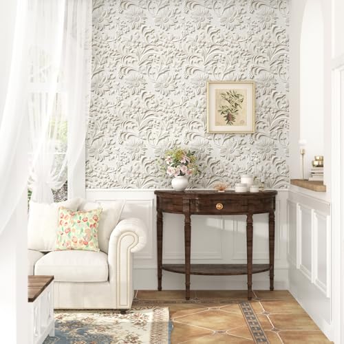 Wallderful Cream Beige Floral Wallpaper Faux 3D Embossed Peel and Stick Wallpaper for Accent Wall Removable Modern Daisy Flower Contact Paper Self Adhesive Nature Contact Paper for Bedroom Bathroom - Image 4