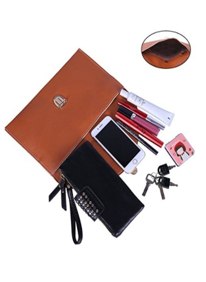 Amaze Fashion Women Handbag Shoulder Bags Envelope Clutch Crossbody Satchel Purse Tote Leather Lady Bag (Brown) - Image 4