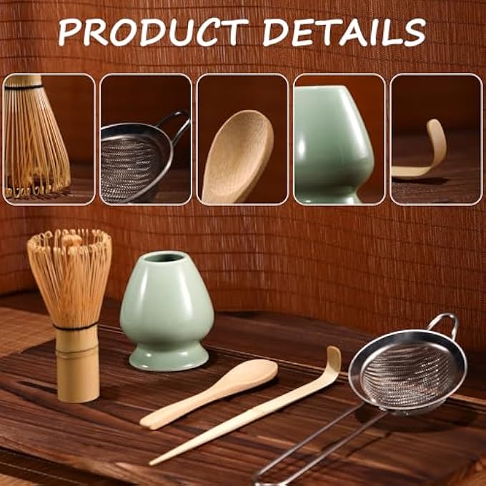 DiDiBirDi Matcha Whisk SetBamboo Matcha Whisk ChasenTraditional ScoopChashakuStainless Steel SifterTea SpoonWhisk HolderJapanese Tea Tools For Ceremony Gift - Image 4