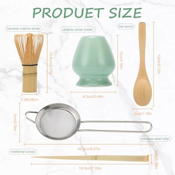DiDiBirDi Matcha Whisk SetBamboo Matcha Whisk ChasenTraditional ScoopChashakuStainless Steel SifterTea SpoonWhisk HolderJapanese Tea Tools For Ceremony Gift - Image 3