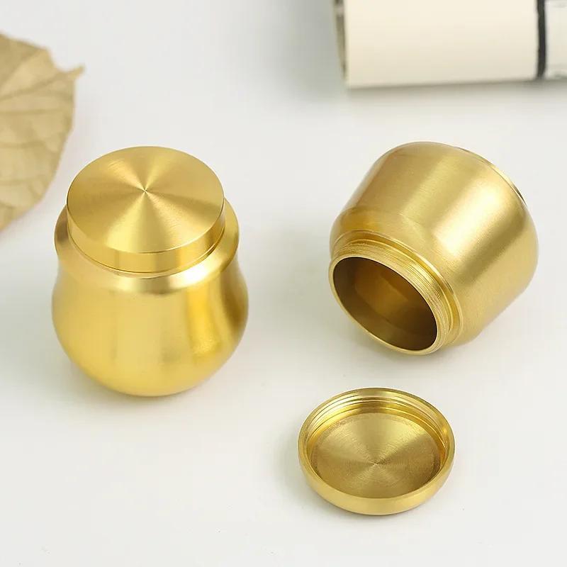 Brass Mini Jar Sealed Container Compact Design - Chinese Origin Versatile Tea Ointment Fragrance Powder Storage for Limited Spaces - Image 3