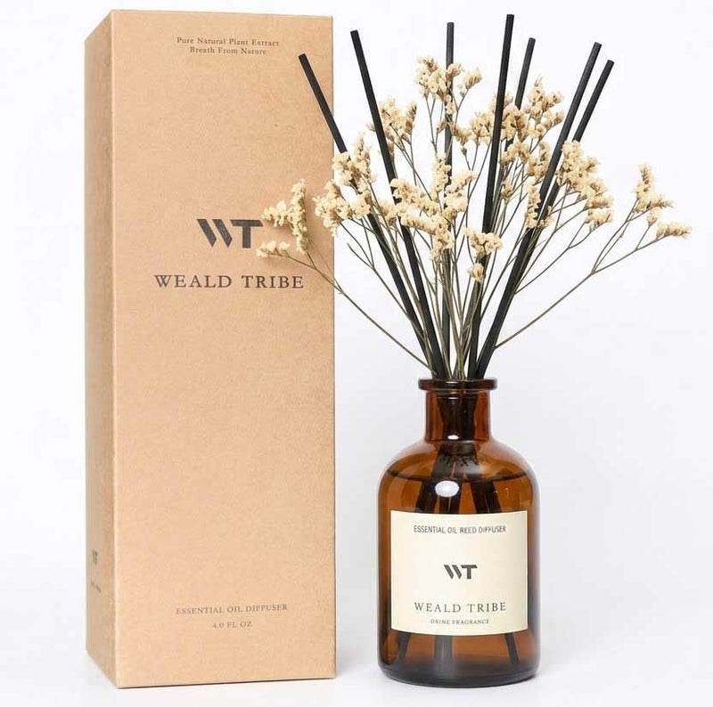 WEALD TRIBE Flower Reed Diffuser Set Lime & Citrus Scent for Bathroom Air Fresheners, Oil Diffuser Sticks | 4.0 fl oz Home Fragrance with Sticks Defusers | House Bedroom Office Shelf Decor - Image 1