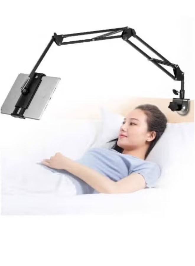 GENNEXT Adjustable Foldable Tablet Stand – 360° Rotating Universal Aluminum Holder for 4.5"–12.9" Devices – Compatible with iPad, iPhone, Tablets, Nintendo Switch – Portable & Flexible Desk, Bed & Travel Stand – Lightweight & Sturdy – Black - Image 1