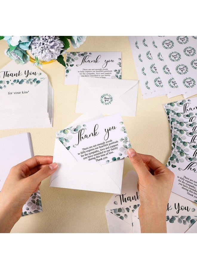 Marspark 100 Sets Thank You Sympathy Cards Funeral Thank You Cards With Envelopes And Message Inside Memorial Card Bereavement Cards With Stickers For Funeral Loved Ones Family Celebration Of Life (Greenery) - Image 4
